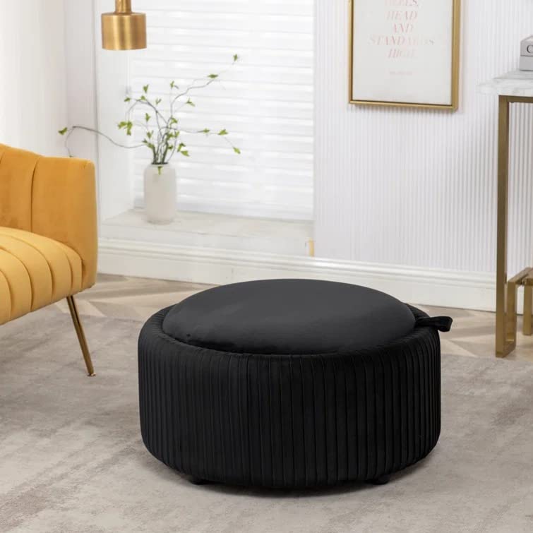 Hamburg Round Shape Fabric Ottoman Pouffe Puffy - Torque India